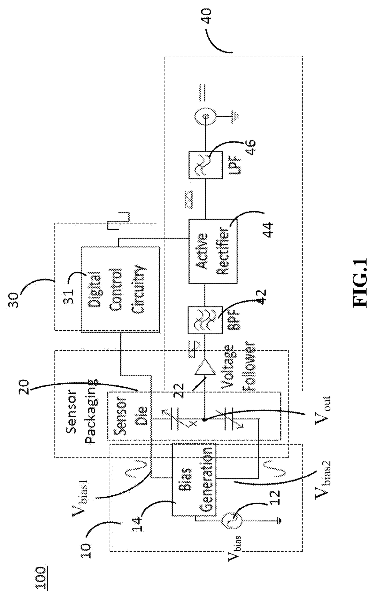 MEMS capacitive shear sensor system having an interface circuit