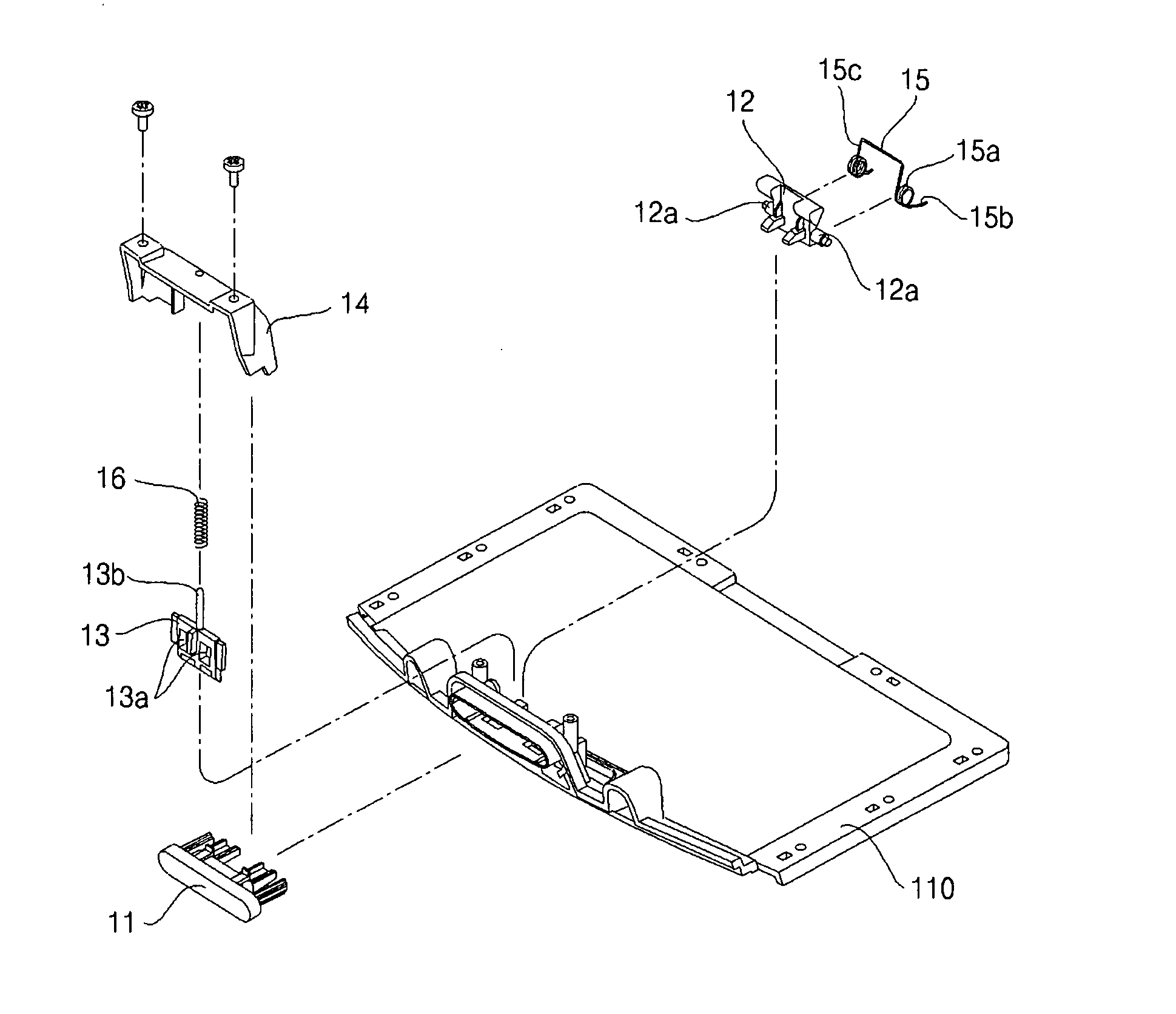 Device for locking door of tray for vehicle