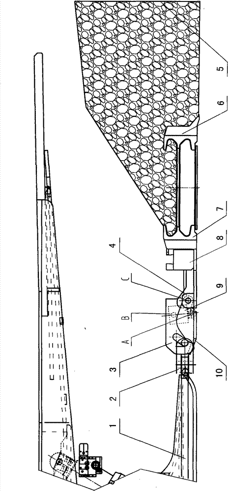 Slope adjusting device for middle trough of fully-mechanized scraper conveyor for thin seam