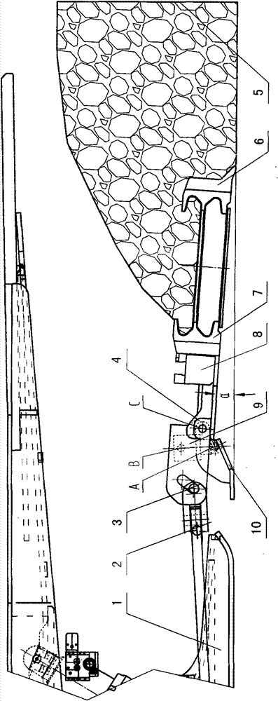 Slope adjusting device for middle trough of fully-mechanized scraper conveyor for thin seam