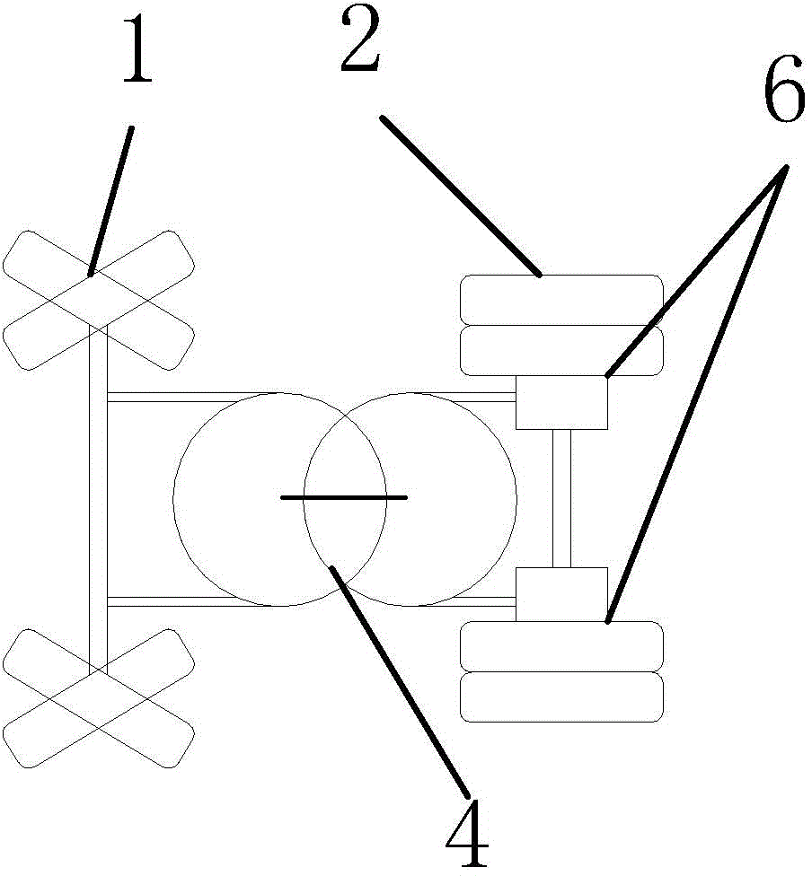 Rubber wheel hinging type bogie for guiding trolleybus and guiding trolleybus