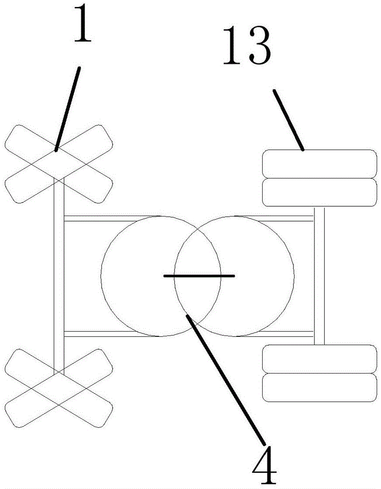 Rubber wheel hinging type bogie for guiding trolleybus and guiding trolleybus