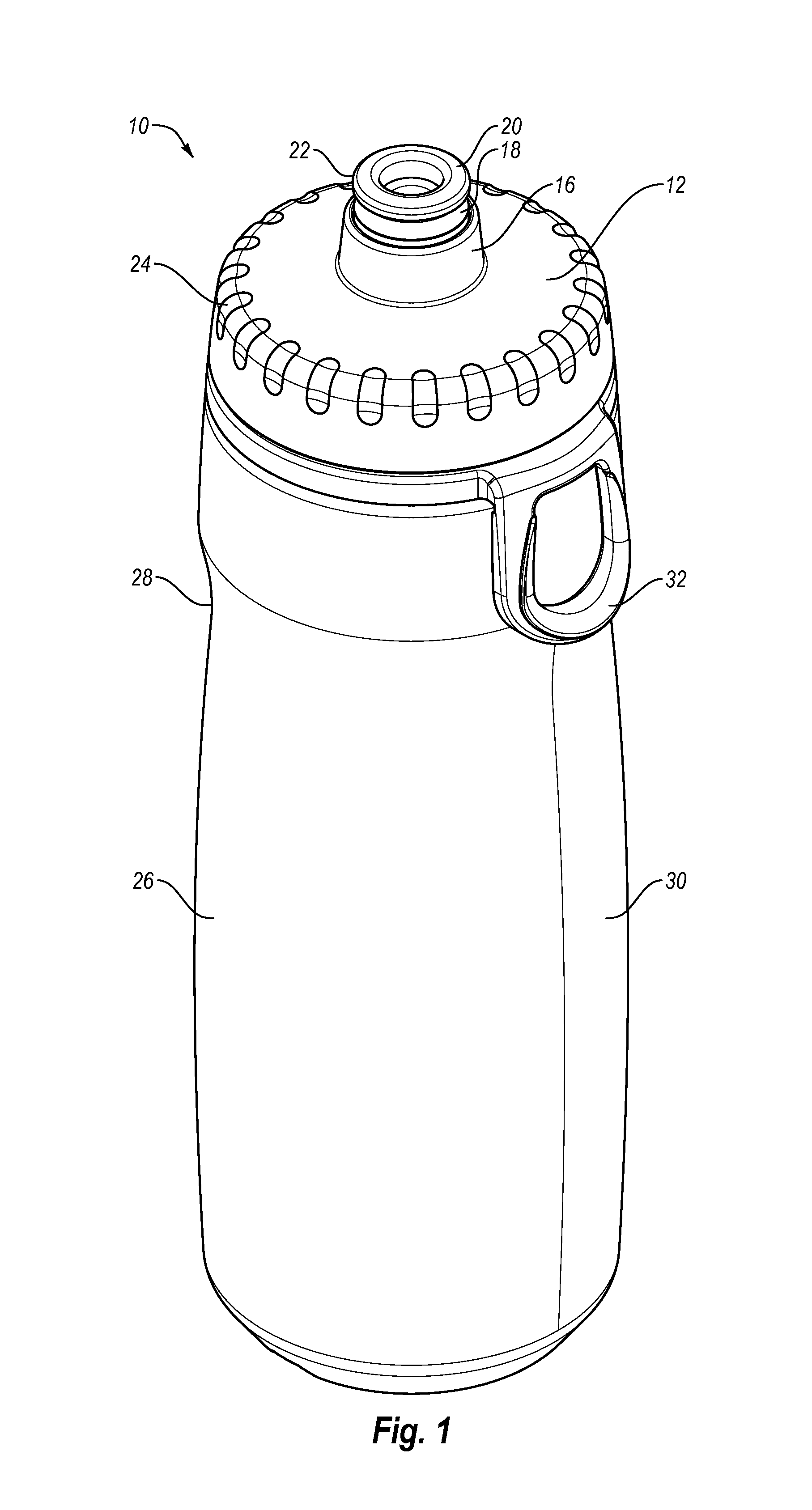 Liquid dispensing container with multi-position valve and straw