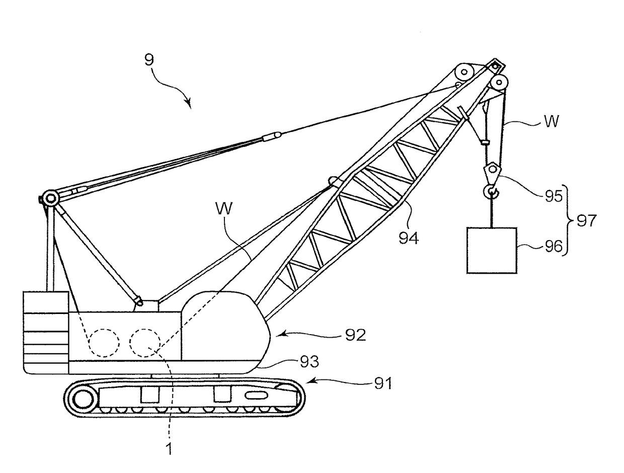 Electrically driven winch device and mobile crane