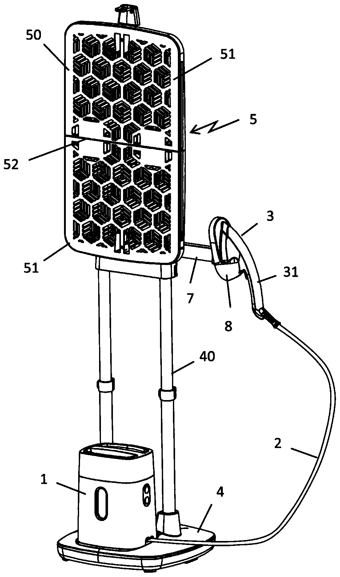 Steam ironing device