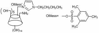 Double-substituted 6-alkyl imidazolium-6-ammonium-beta-cyclodextrin with double positive electricity centers and preparation method thereof