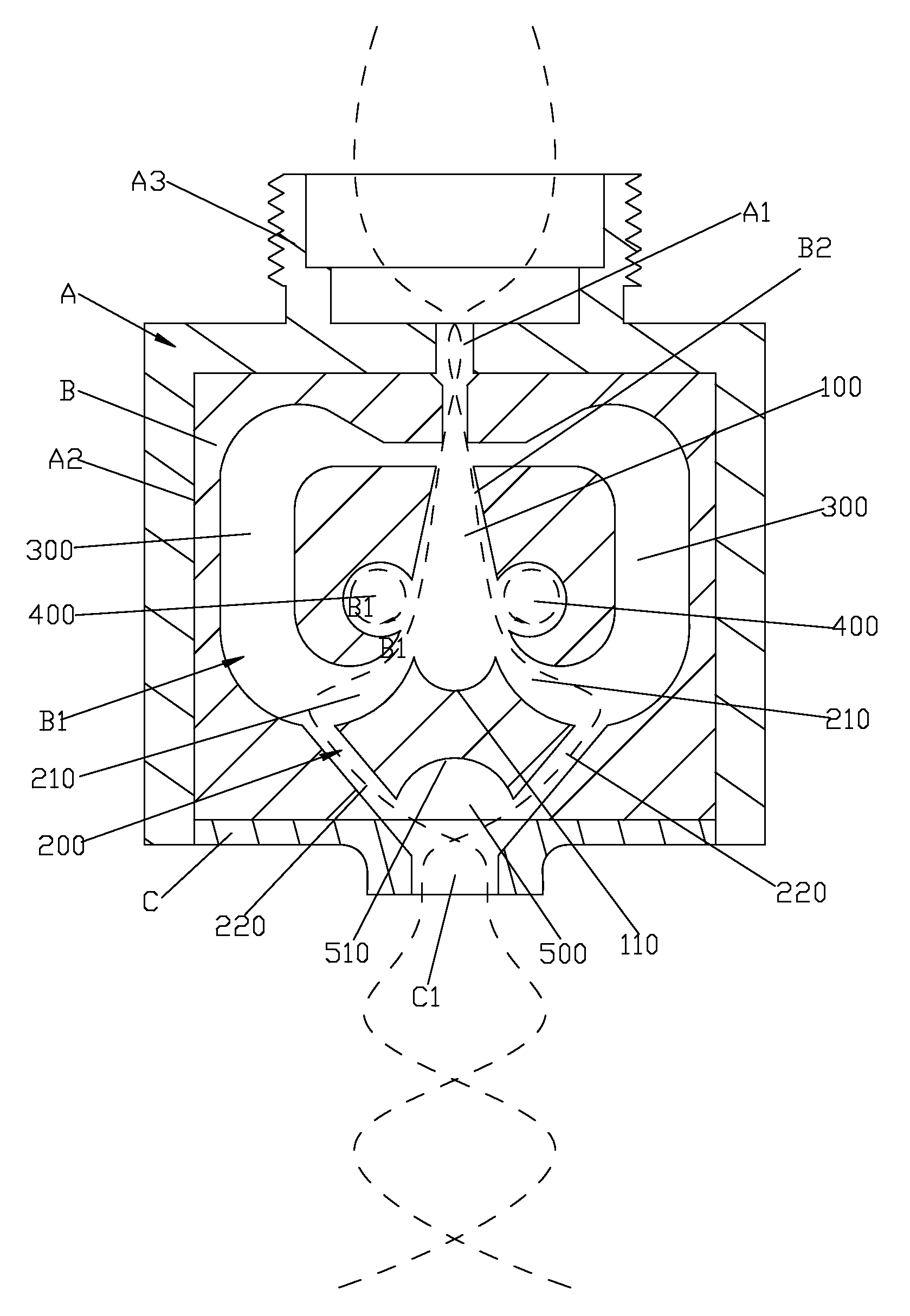 Outlet mechanism with pulsatile splash