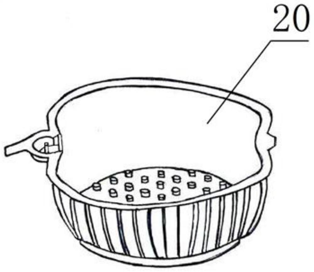 Cooked and frozen food pre-packaging container and cooked and frozen food heating method