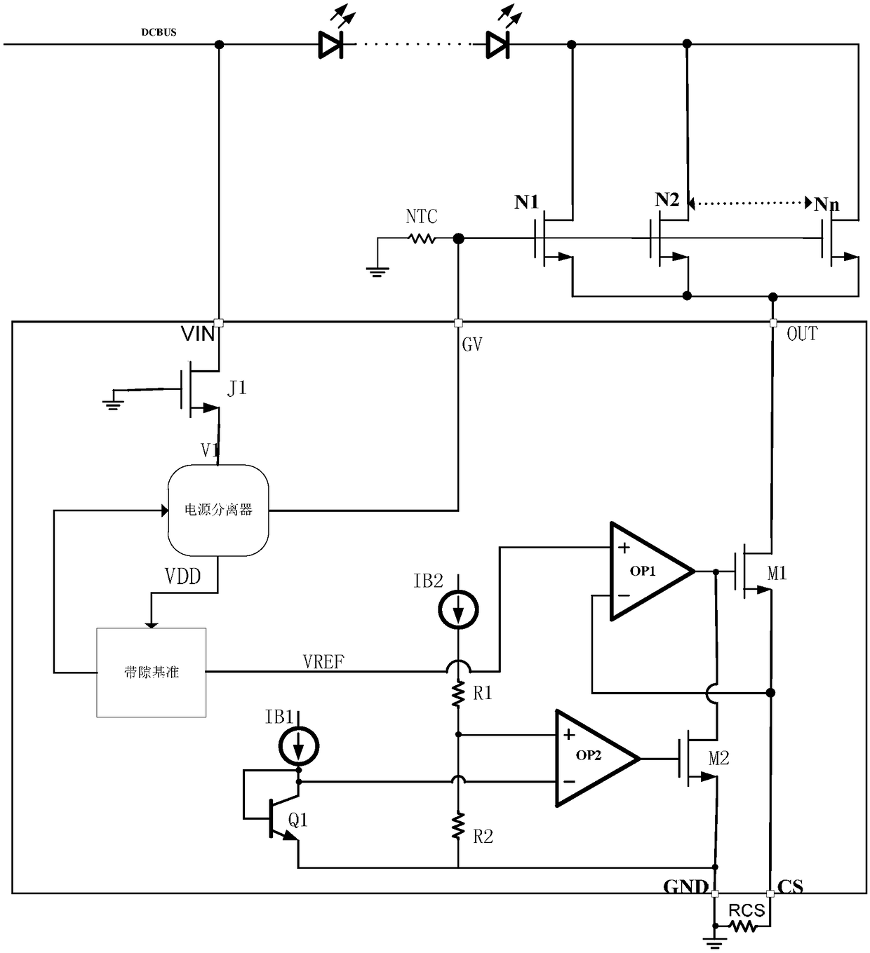 High-power LED linear constant-current driving control chip