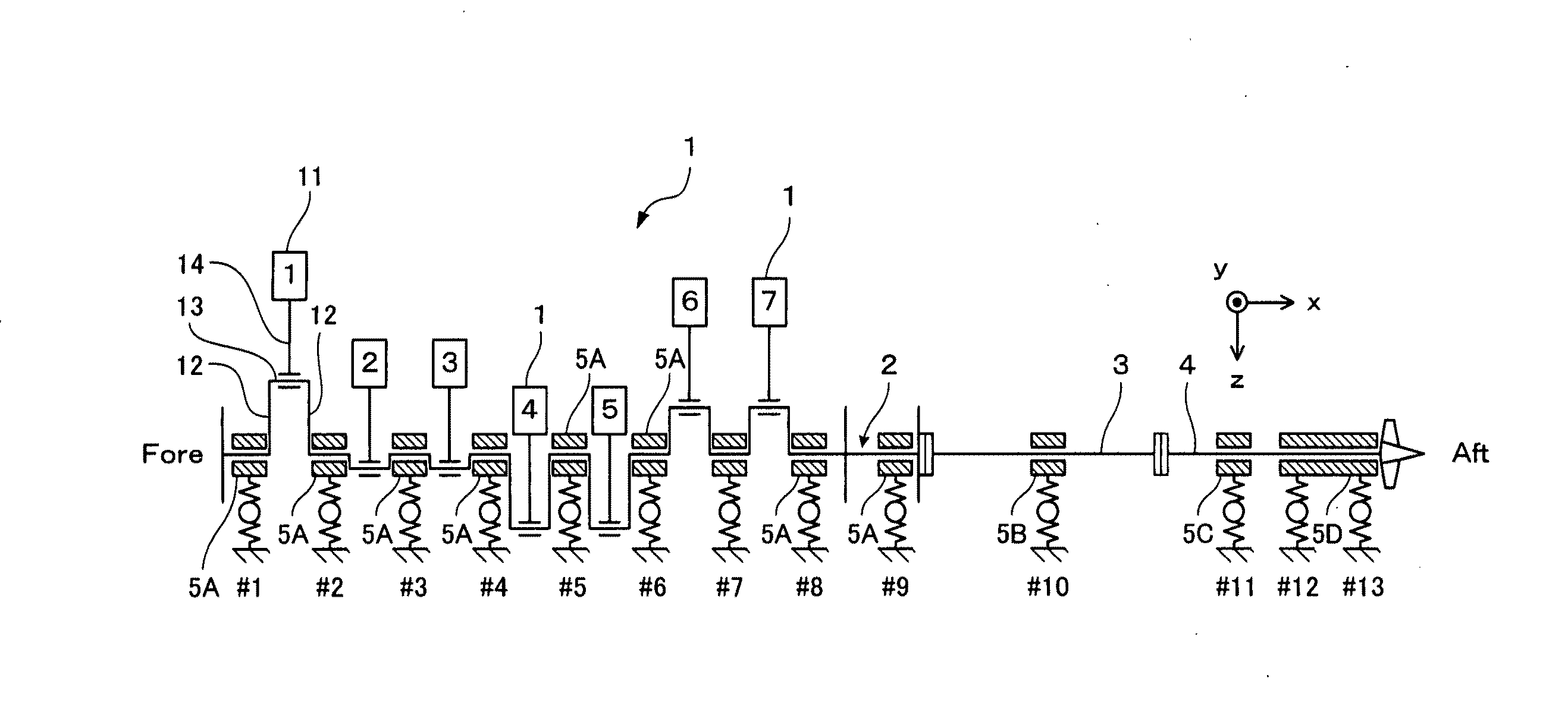 Method and device for evaluating shafting alignment of ship