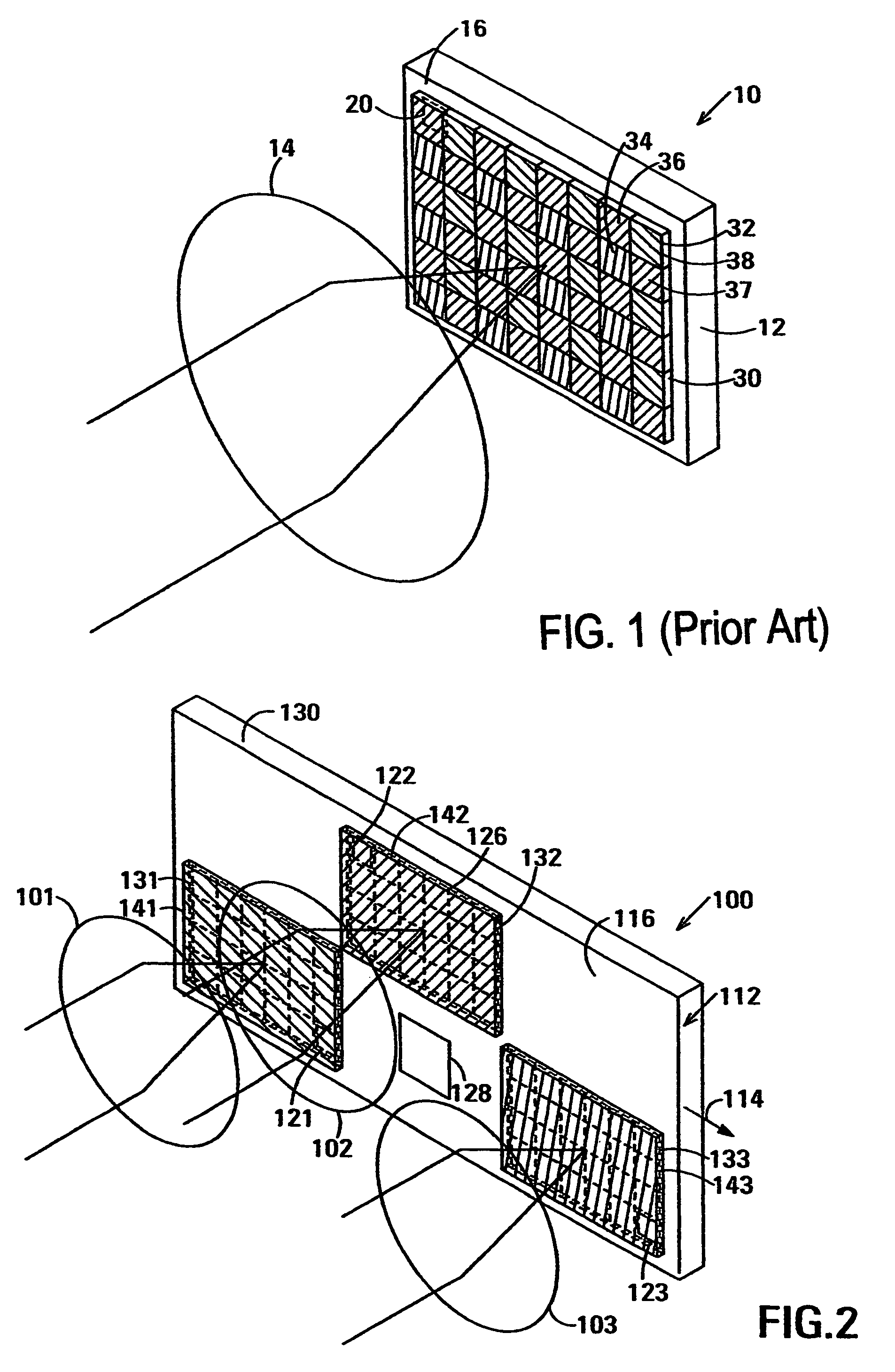 Color image sensor with imaging elements imaging on respective regions of sensor elements