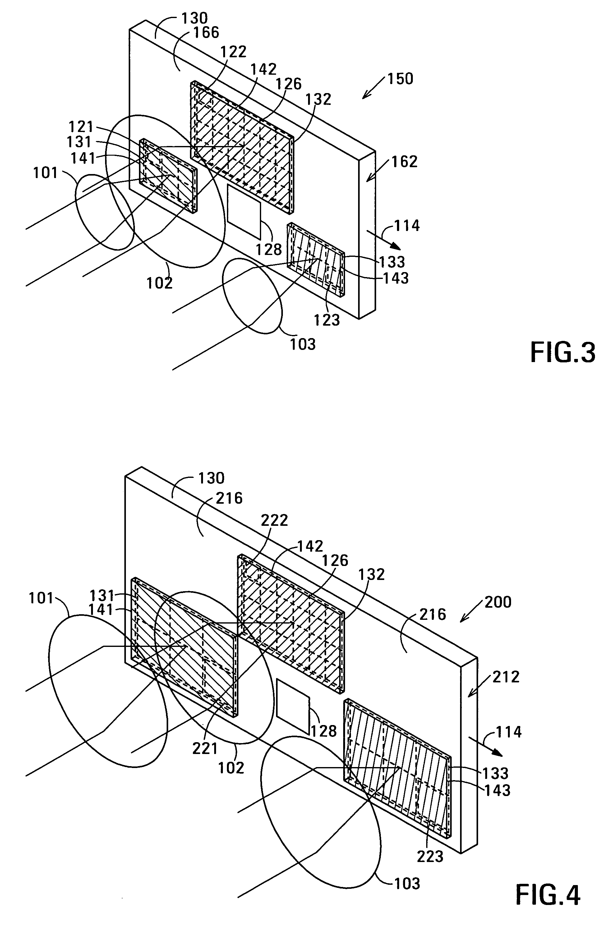 Color image sensor with imaging elements imaging on respective regions of sensor elements