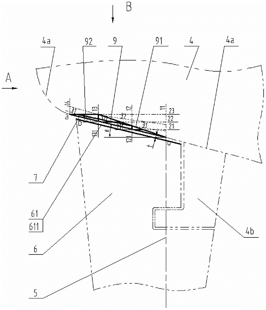 Hull without stern cover and unbalanced rudder blade