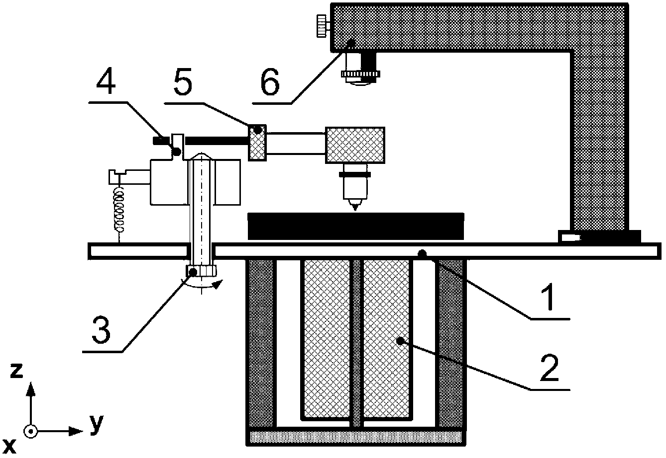 Device for testing nano scratch and friction stick-slip properties of film surfaces