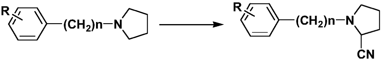 Preparation method of alpha-amino-nitrile compound taking pyrrolidine tertiary amine as primer