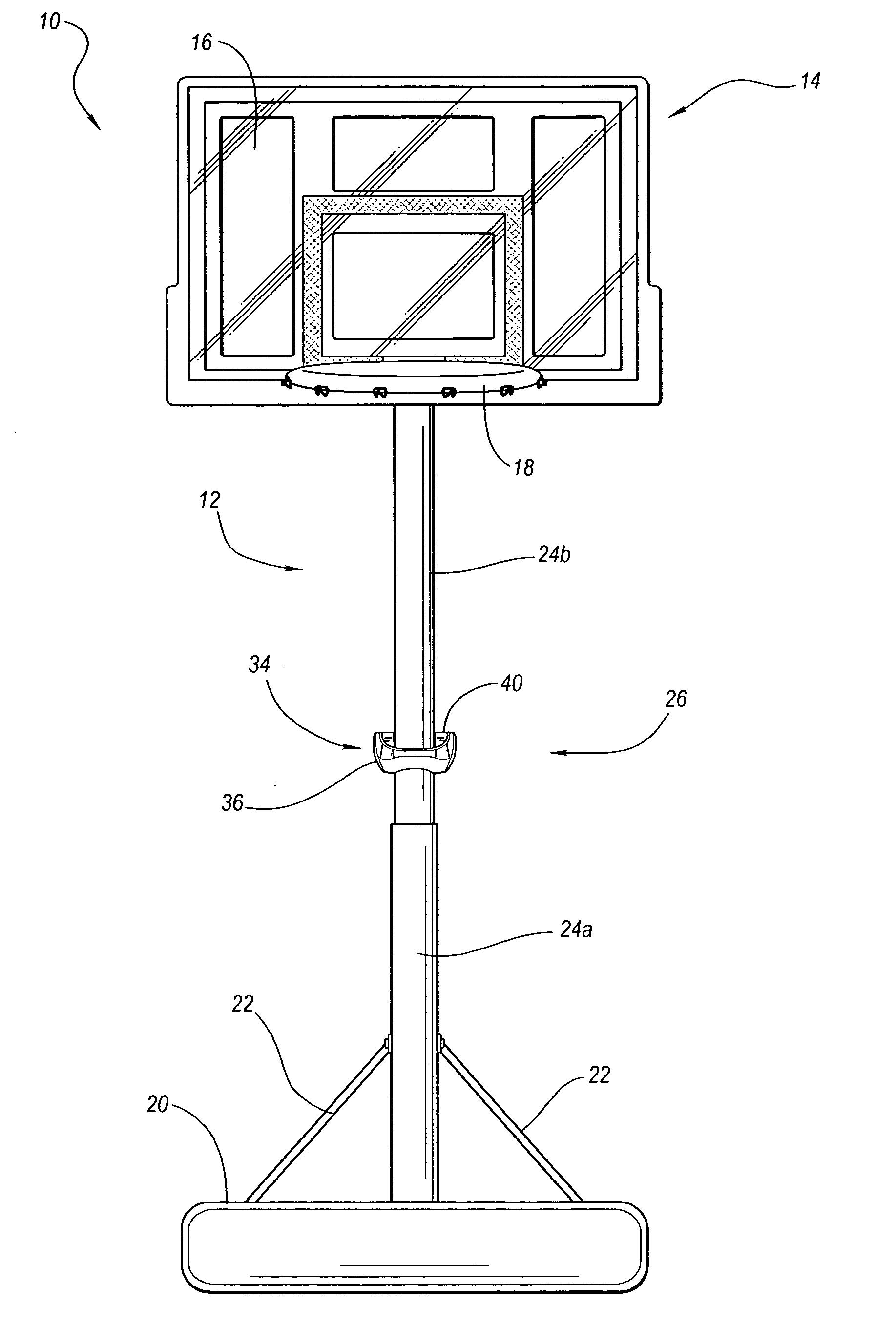 Support pole for a basketball system