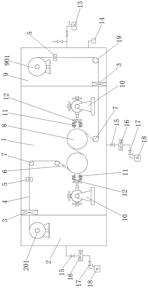 A fast-changing double-sided reciprocating continuous coating magnetron sputtering roll-to-roll coating machine