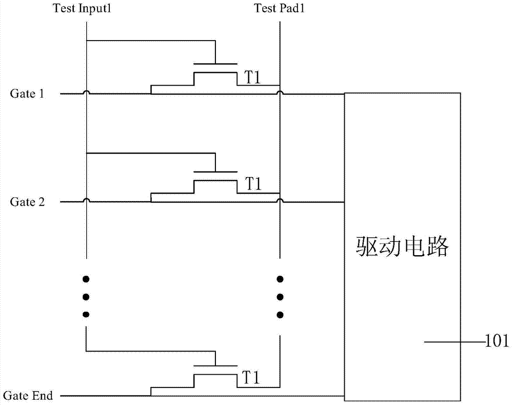 A test method for test circuit, display device and drive circuit