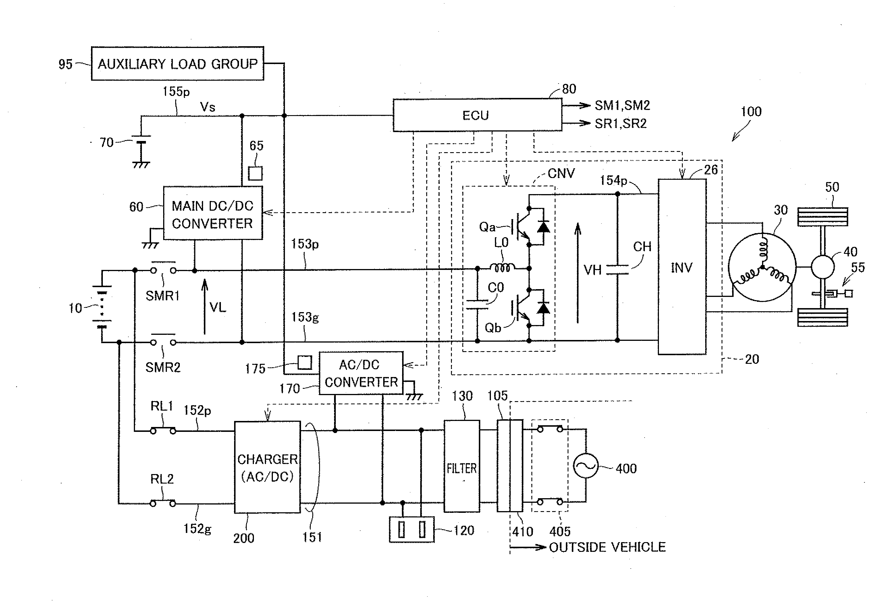 Power source apparatus for electrically powered vehicle and control method therefor