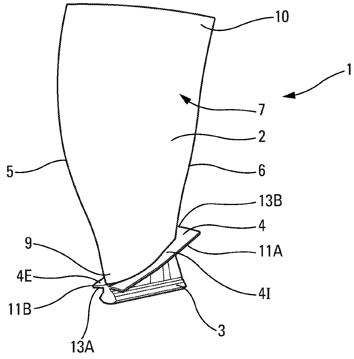 Assembly of turbine engine parts comprising a fan blade having an integrated platform, and corresponding turbine engine