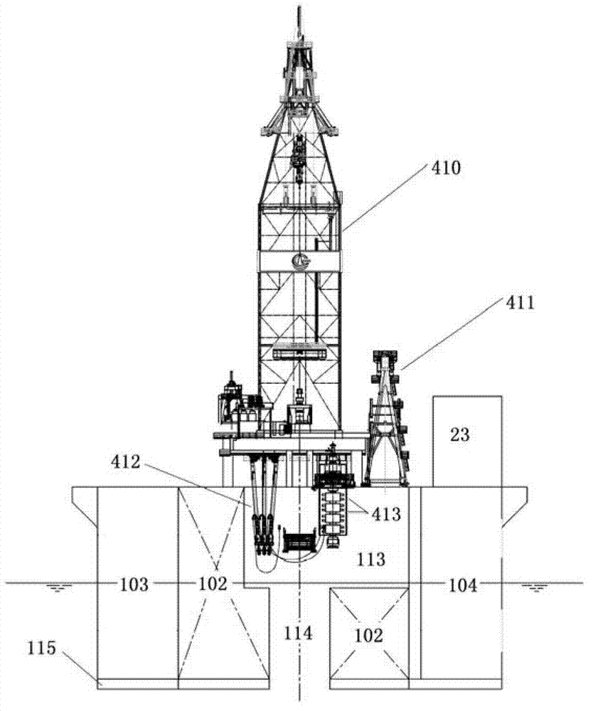 Floating type production platform capable of taking well drilling and oil storage into consideration