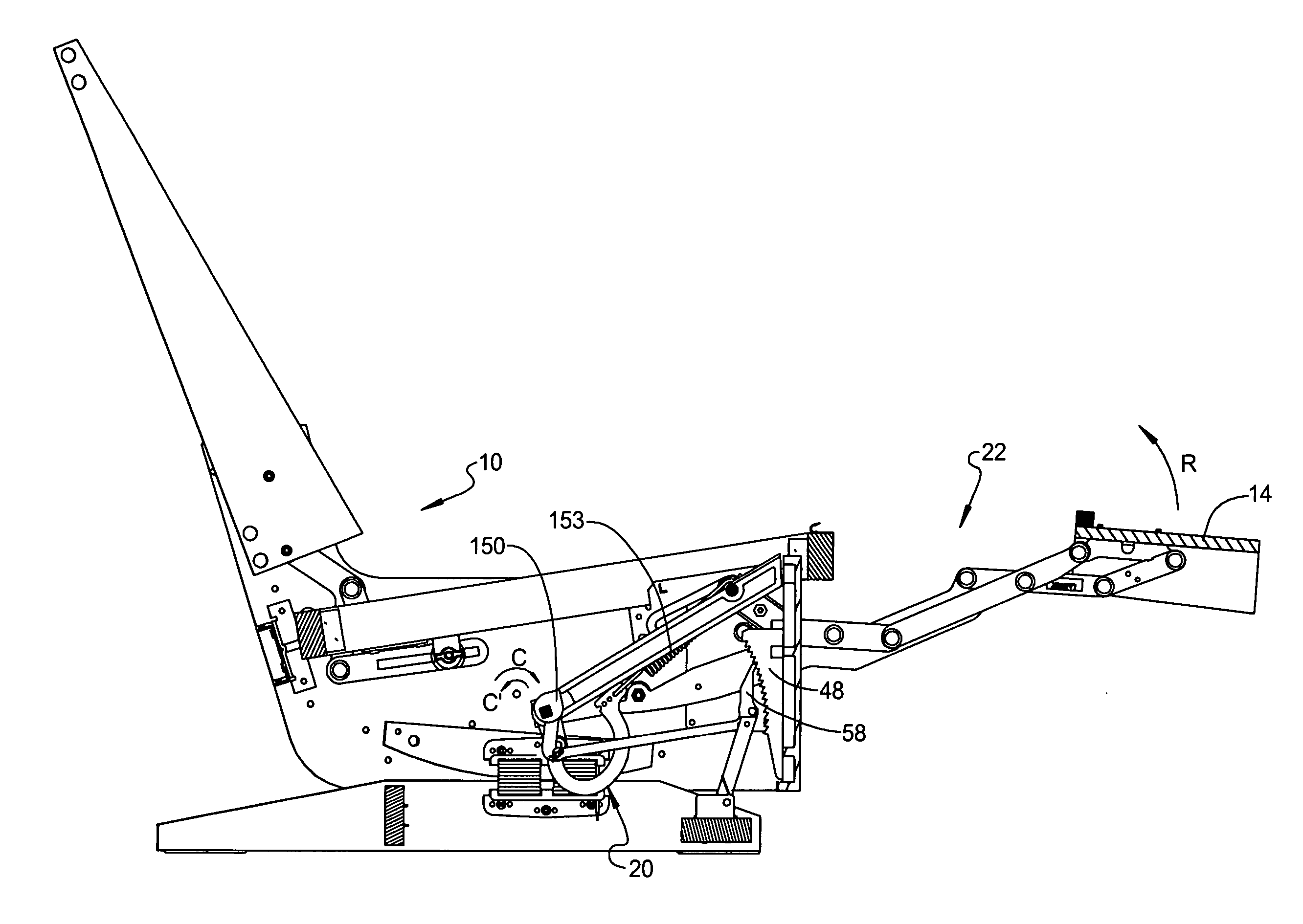 Foldable pawl and ratchet assembly