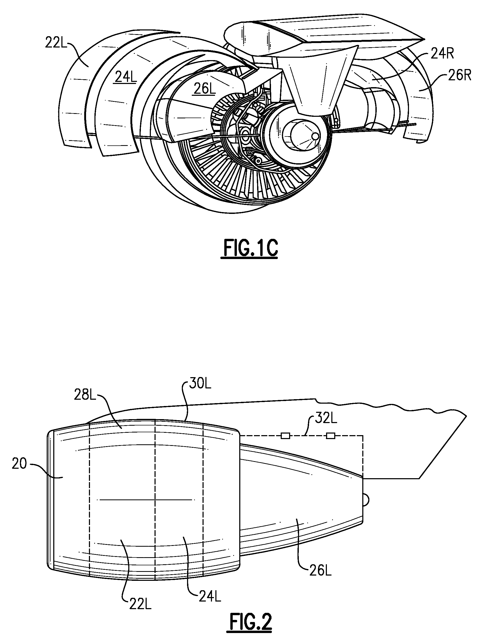 Nacelle assembly without lower bi-fi splitter