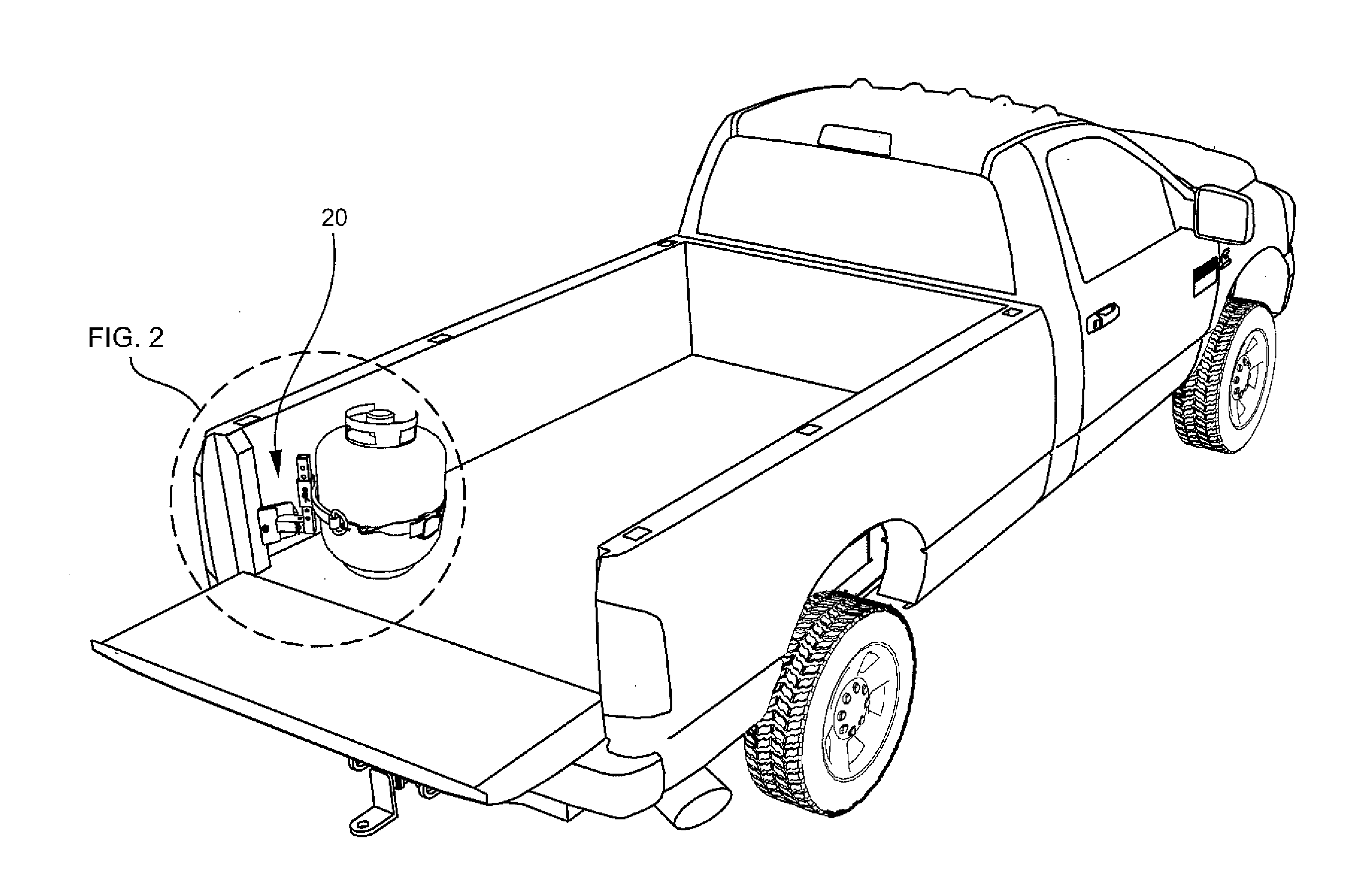 Universal propane tank transport bracket for pickup trucks