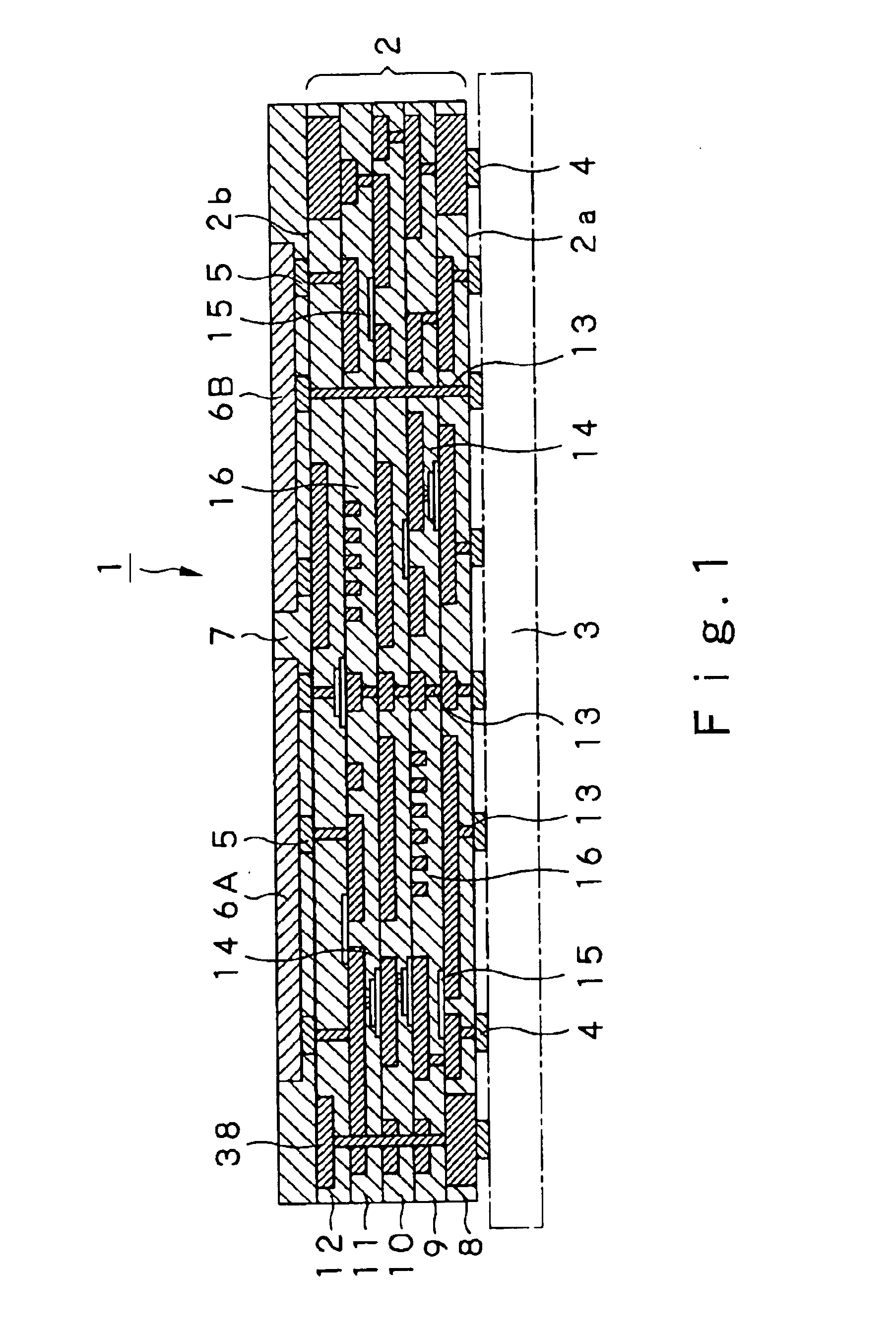 Method for producing a multi-chip circuit module including a multi-layered wiring section utilizing a via-on-via structure