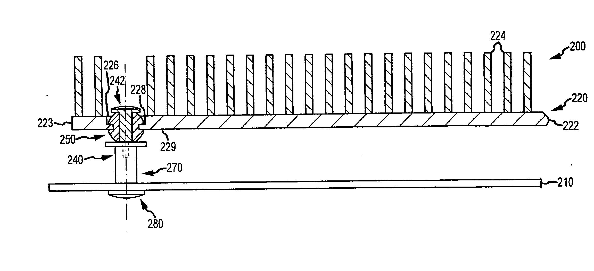 Heat Sink Mount for Providing Non-Rigid Support of Overhanging Portions of Heat Sink