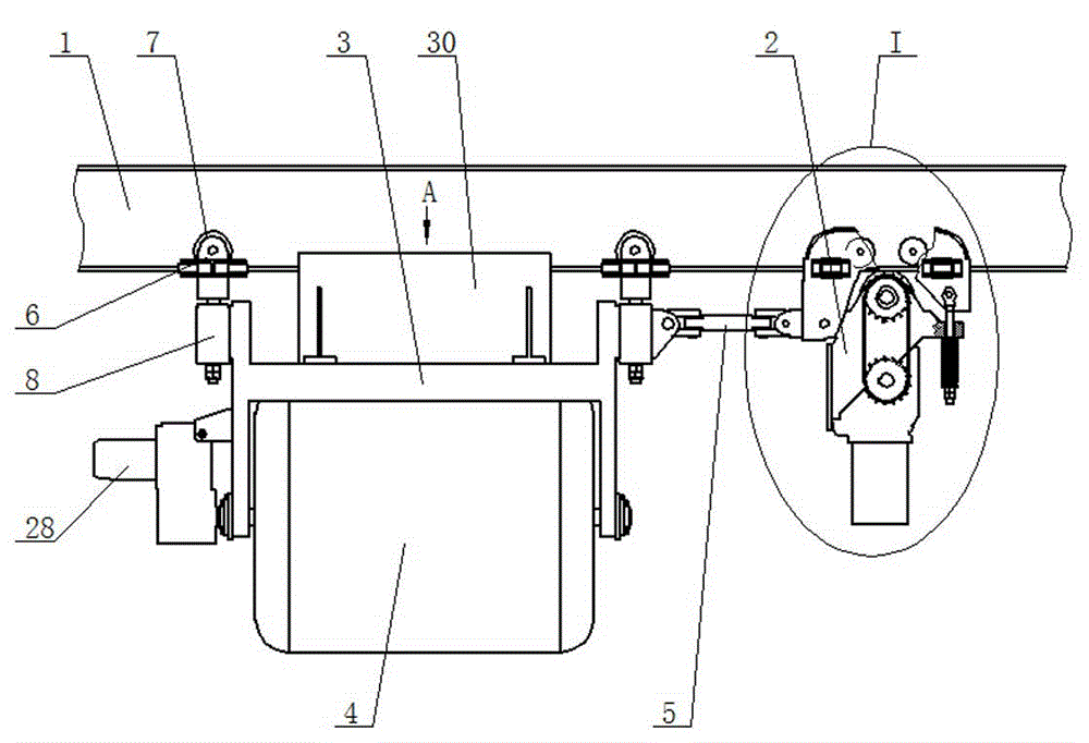 Traction trolley driven transport hopper