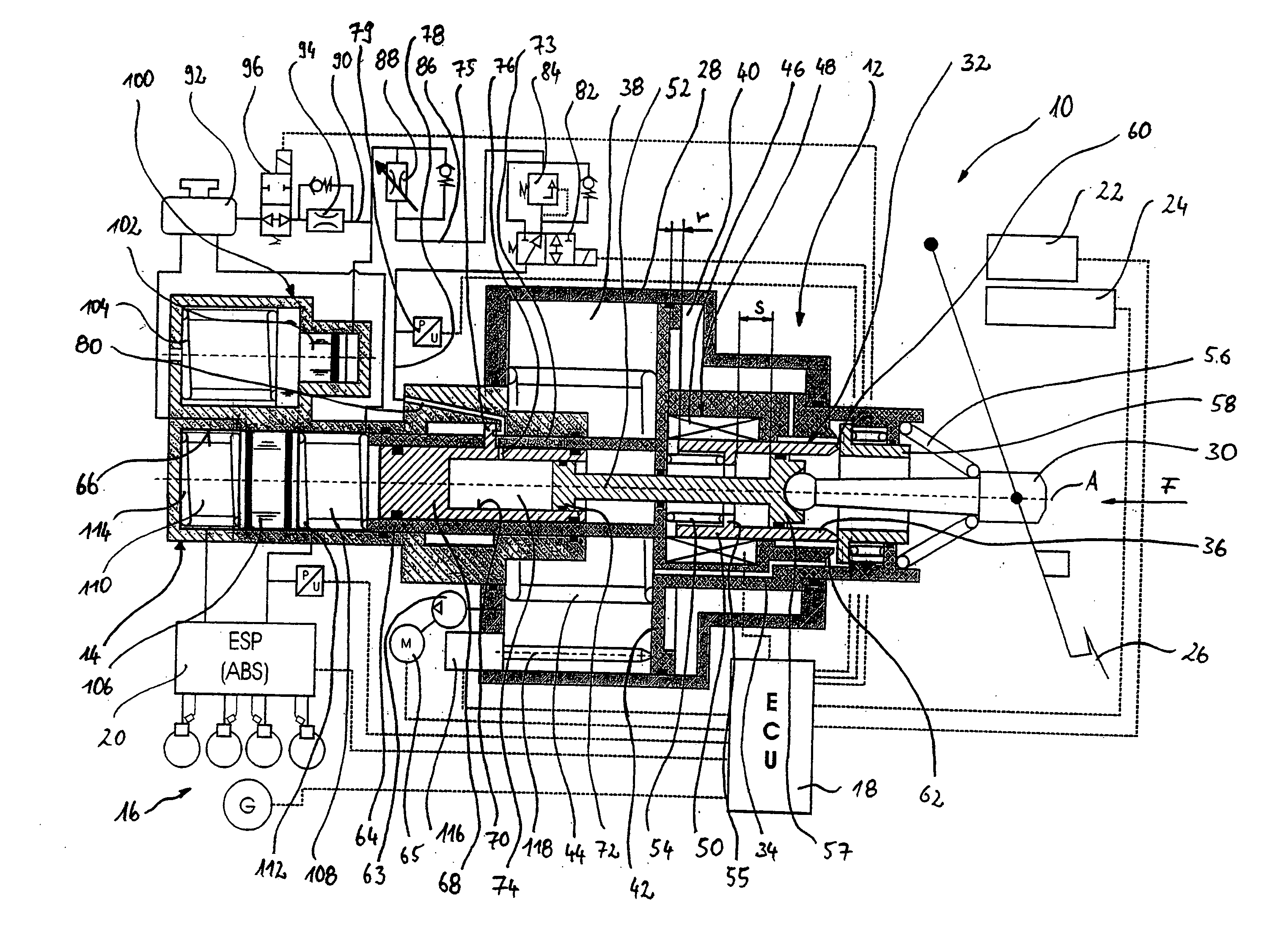 Braking force generator for a hydraulic vehicle brake system and vehicle brake system