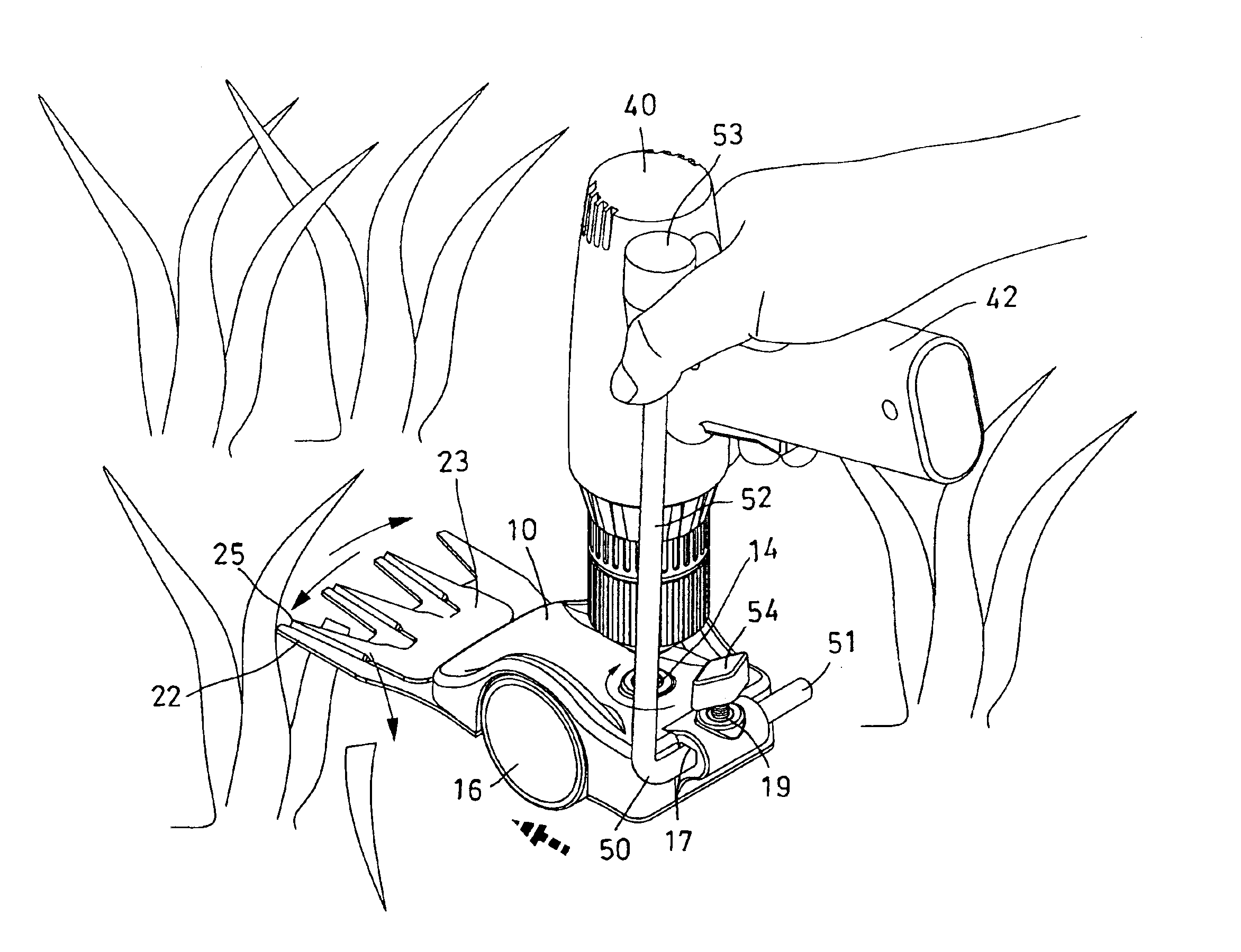 Grass trimmer drivable by power tool