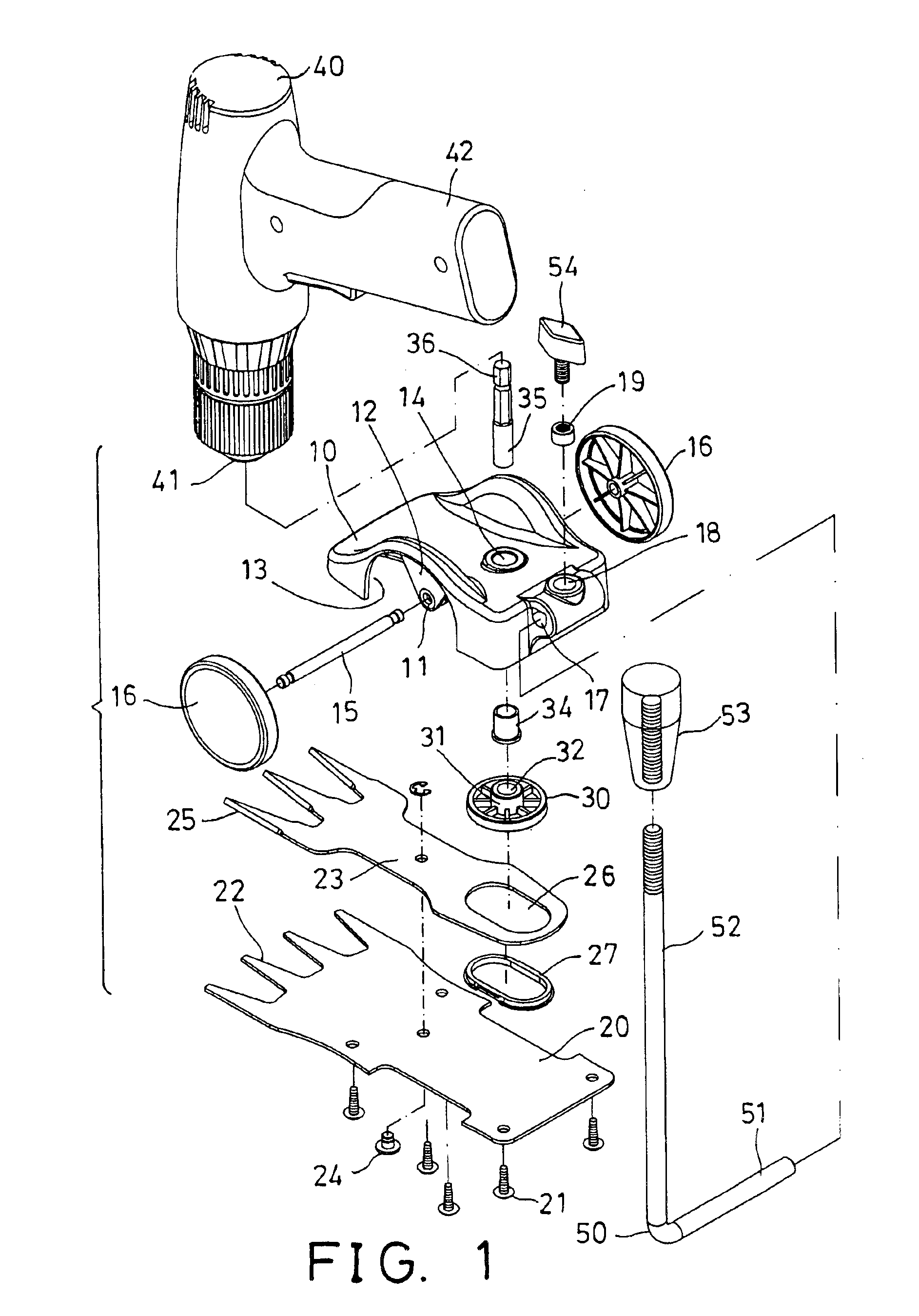 Grass trimmer drivable by power tool