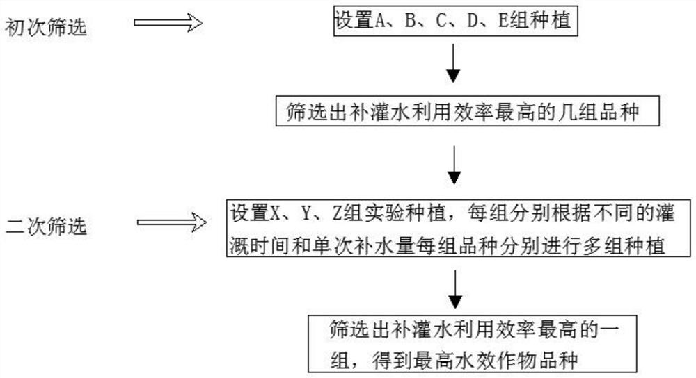 A screening method for high water-efficiency crop varieties in arid and semi-arid regions