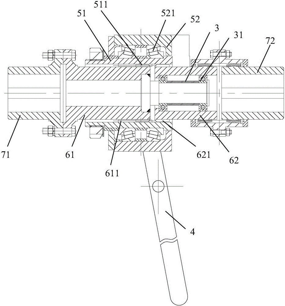 Mechanical type separation-and-union device for transmission shafts
