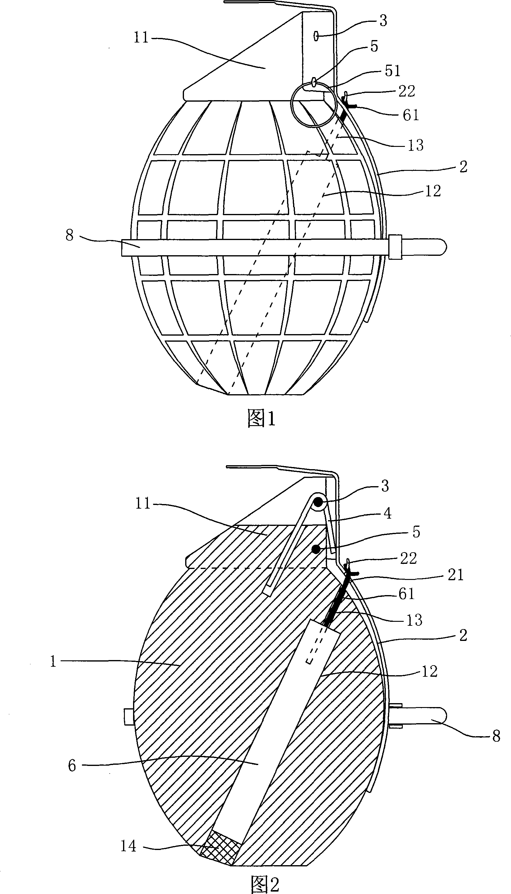 Steel ball free simulated antitank grenade for training