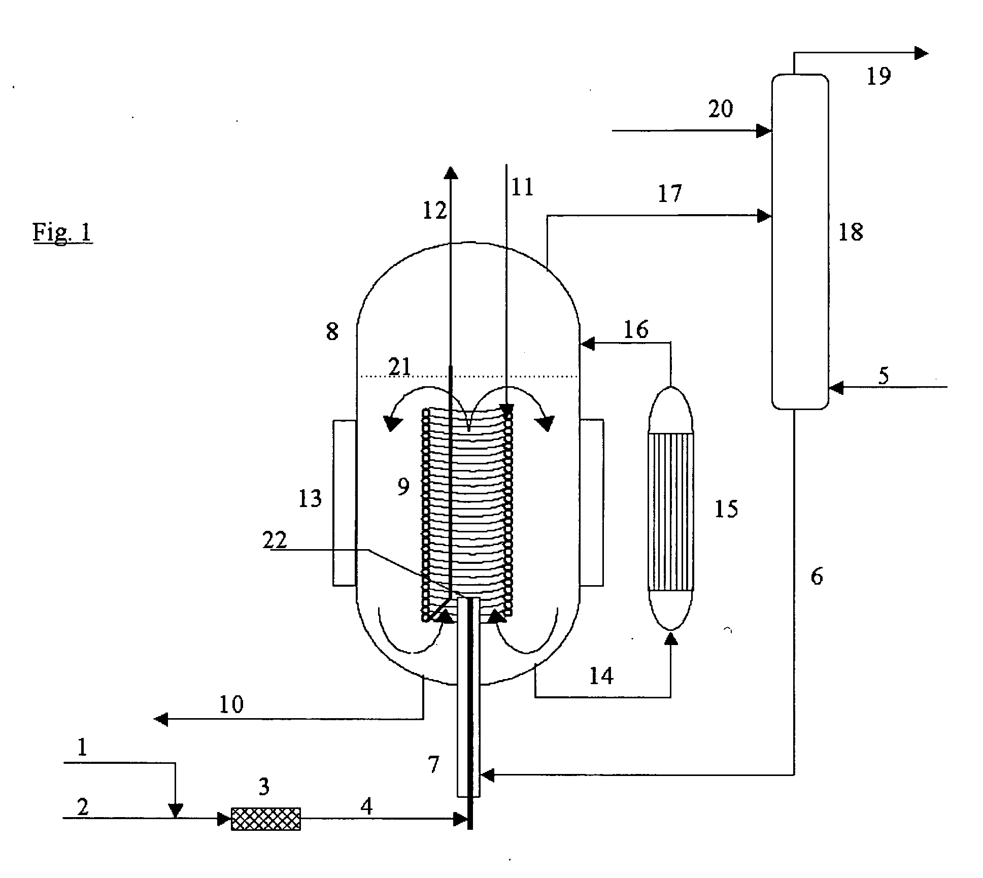 Process for the continuous preparation of organic monoisocyanates and polyisocyanates