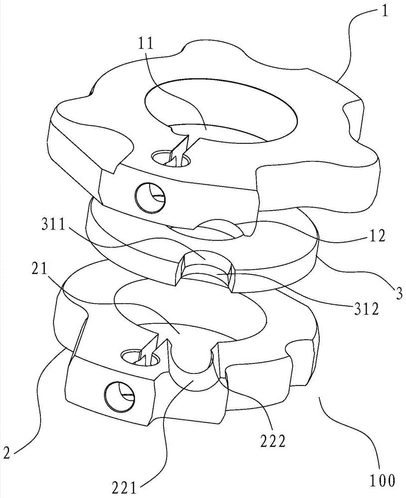 Double-cylinder rotary type compressor component and compression device thereof