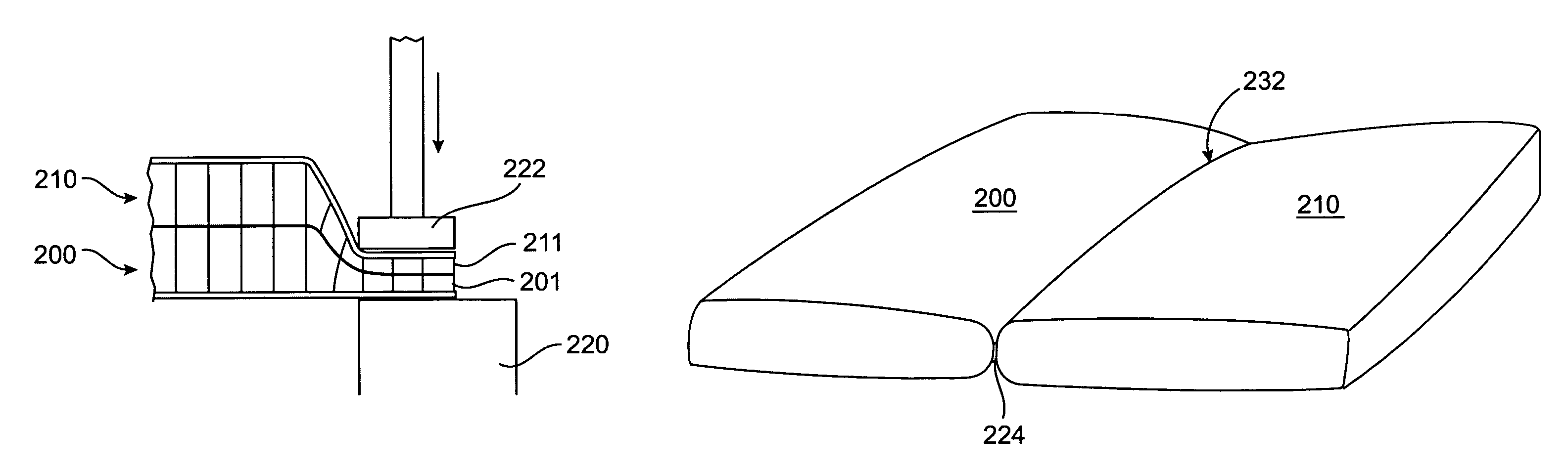 Multi-section mattress or mattress overlay and method of making same