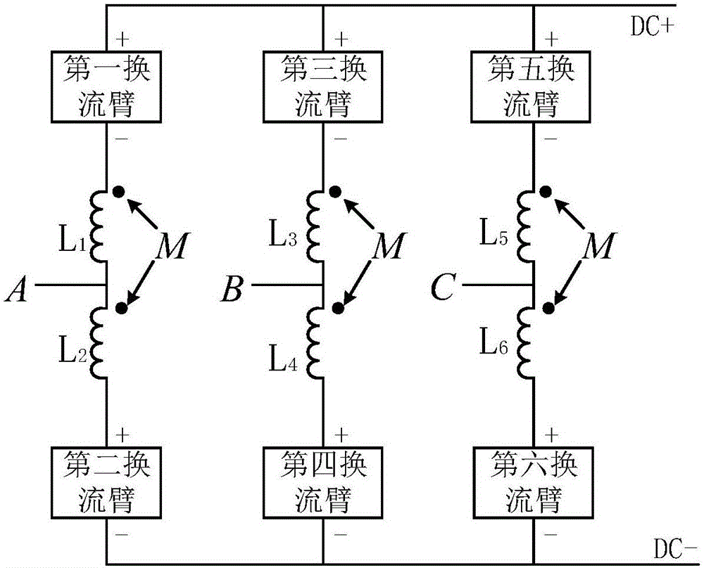 Inductive modular multilevel converter of bridge arm reactors