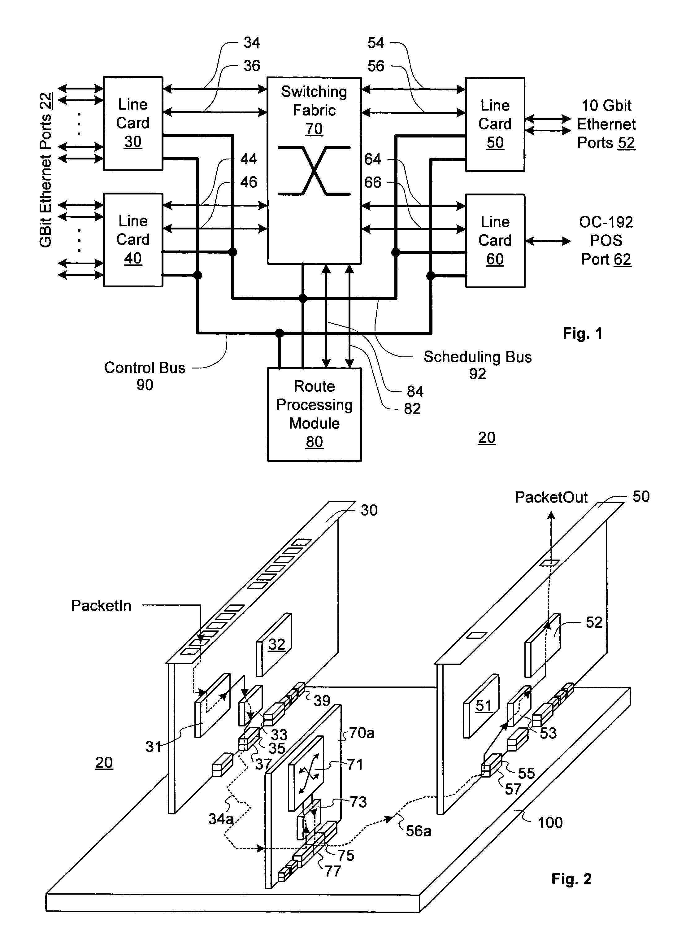 High-speed router with backplane using tuned-impedance thru-holes and vias