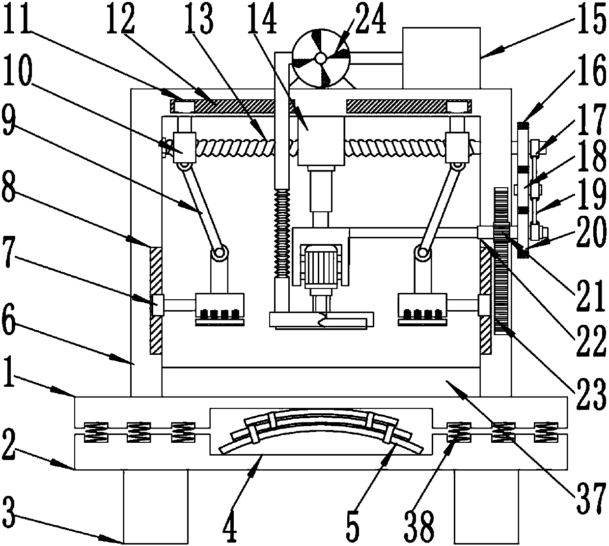 Steel plate grinding device with automatic compressing function