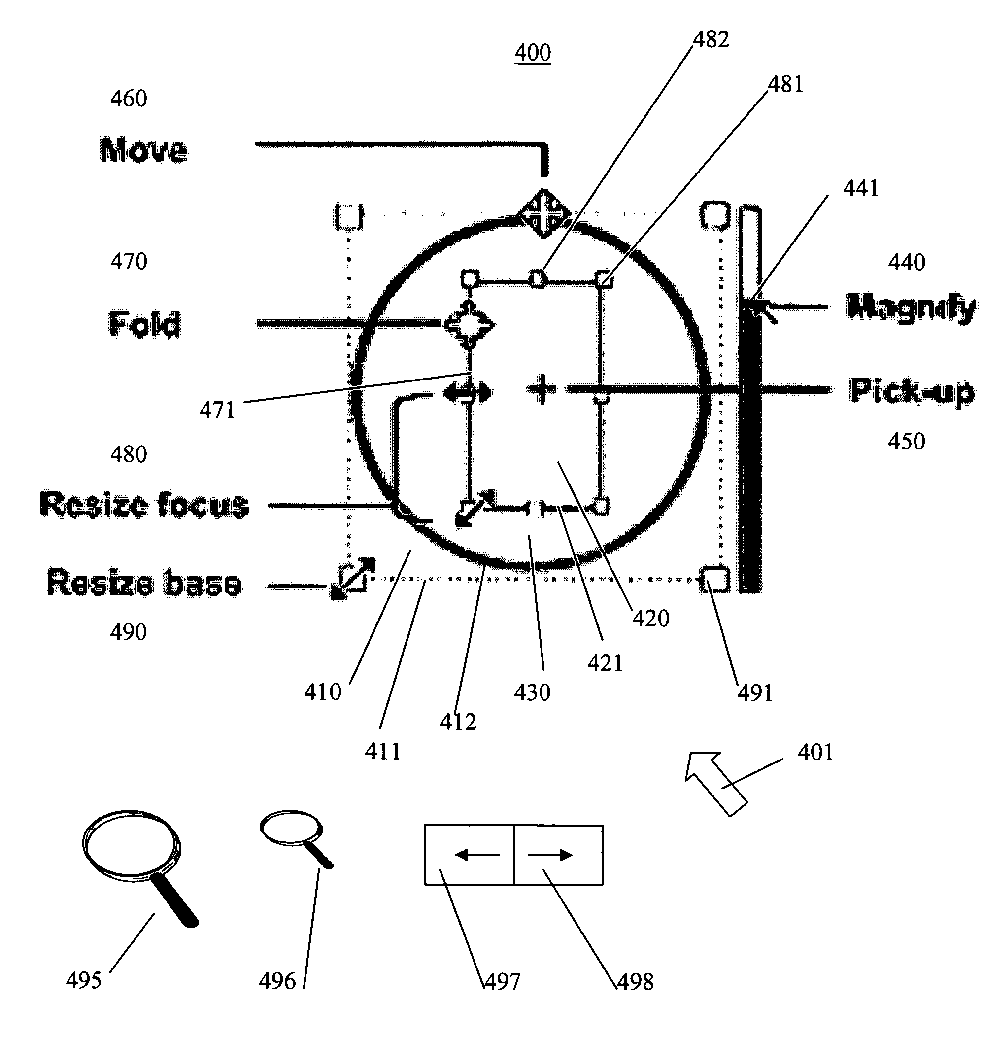 Fisheye lens graphical user interfaces