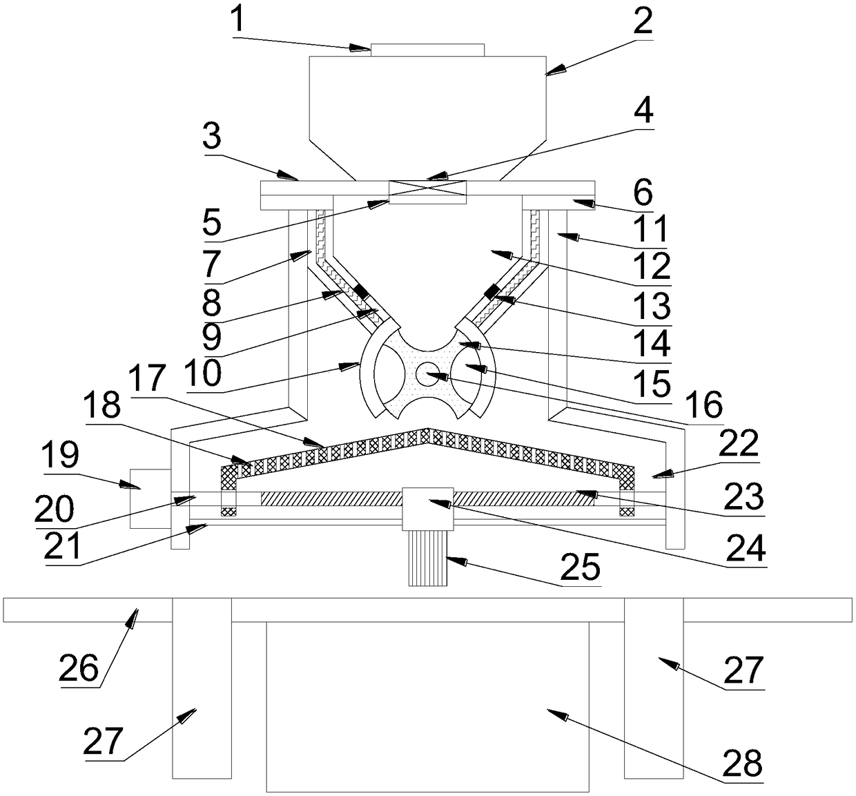 Preheating powder spreading device for selective laser melting metal 3D printing