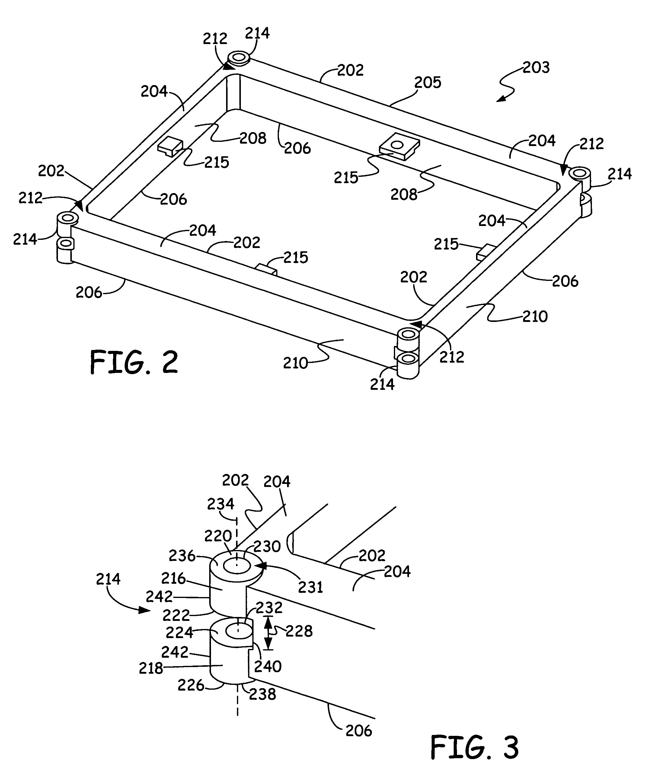 Shock absorbing device for an enclosure