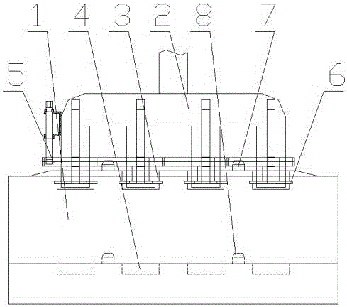 On-line anode connecting method and structure for prebaked anode aluminium electrolysis