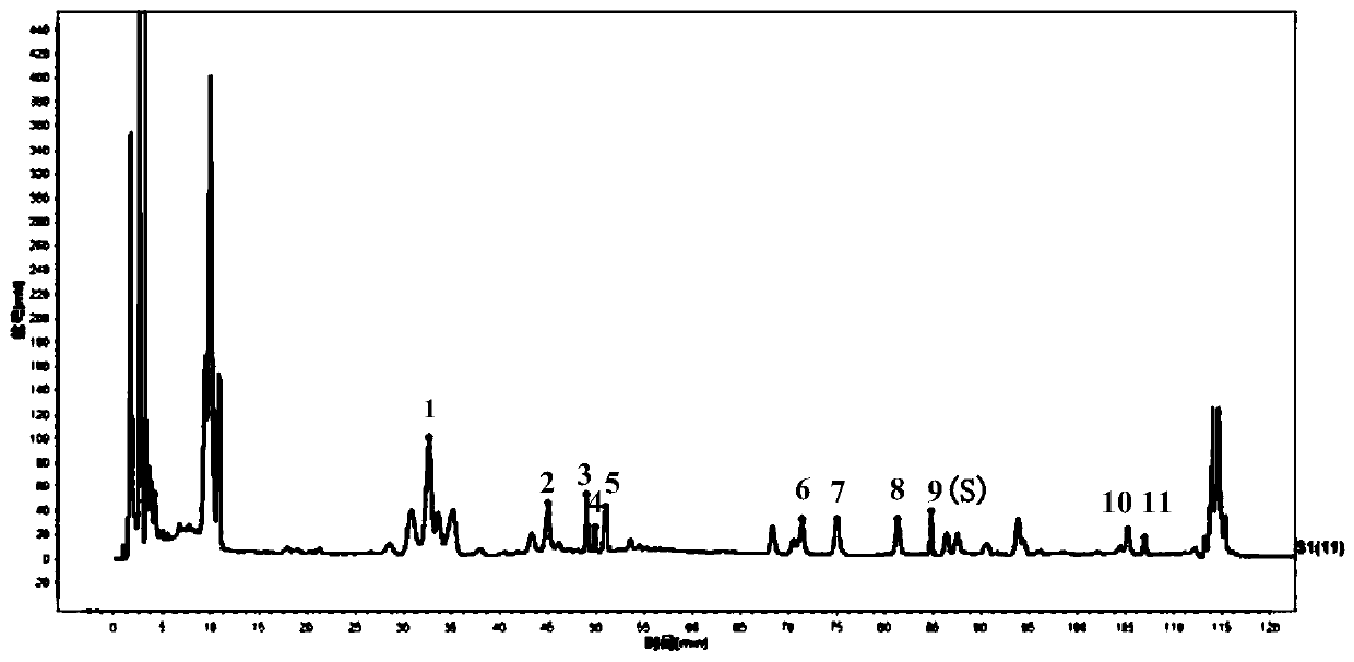 Method for detecting HPLC specific chromatogram of origin-preserving decoction