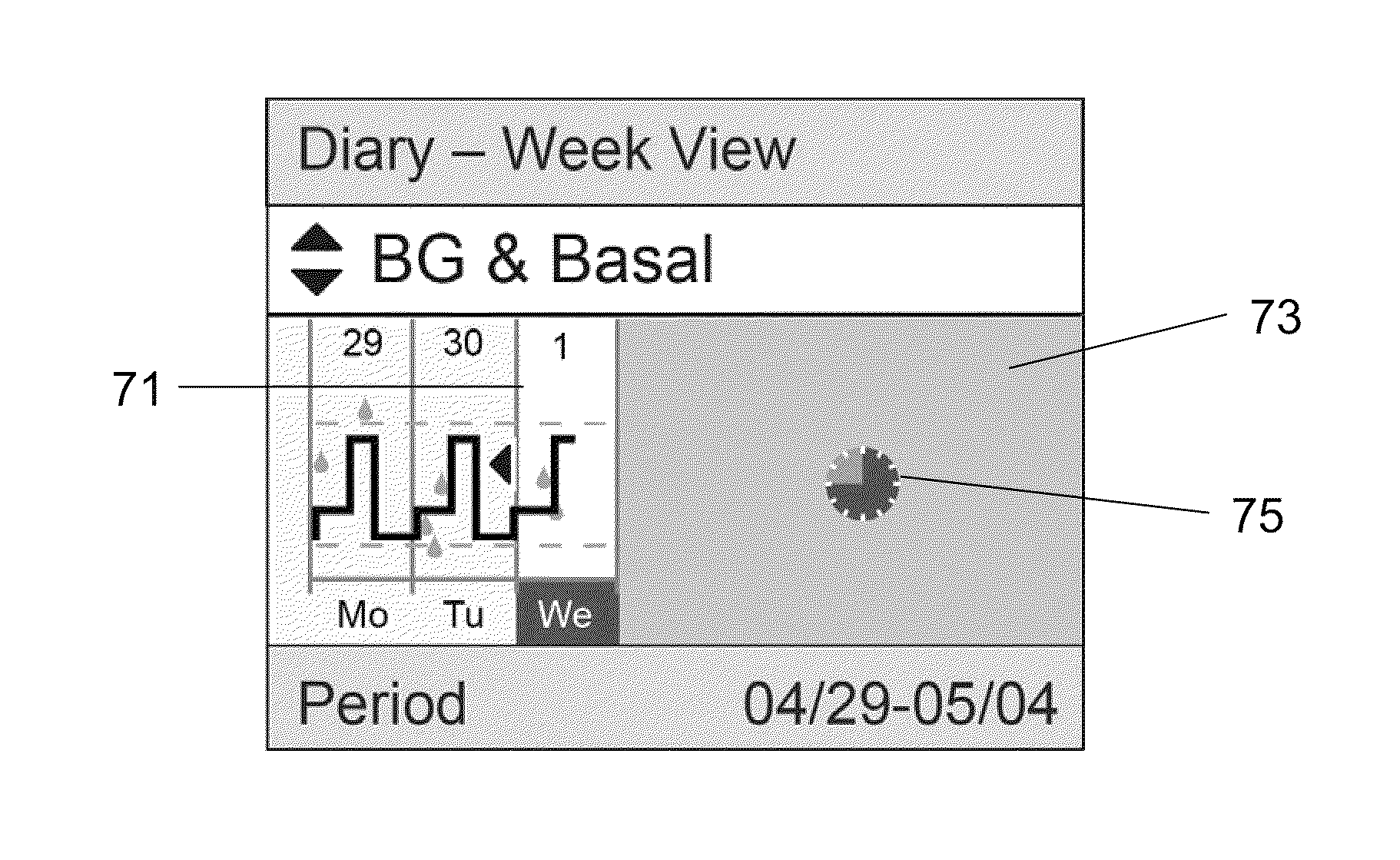 User interface for medical system comprising diary function with time change feature