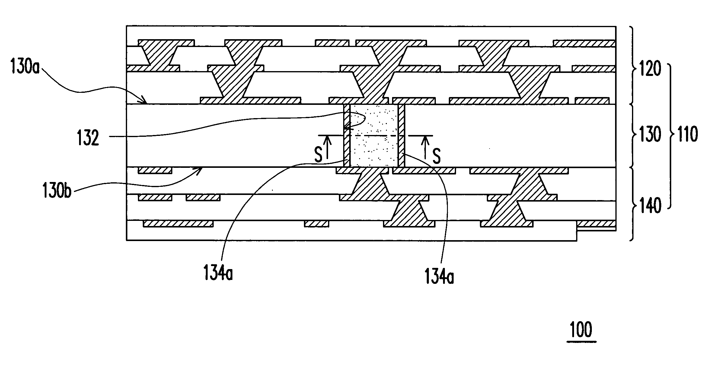 Multi-conducting through hole structure